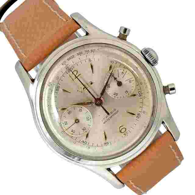 Wyler Vetta chronograph 281-107 Valjoux 23 Silver dial 1960’s