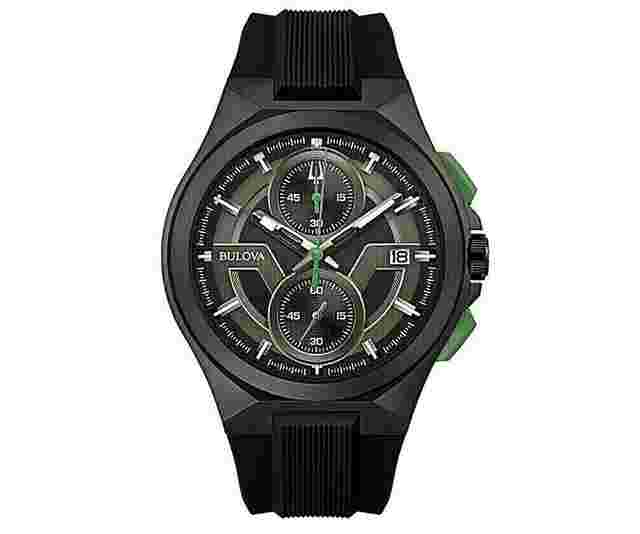 Bulova Maquina 98B381 46mm grey - green sport men's Chronograph rubber band 100m 98B381 46mm grey - green sport men's Chronograph