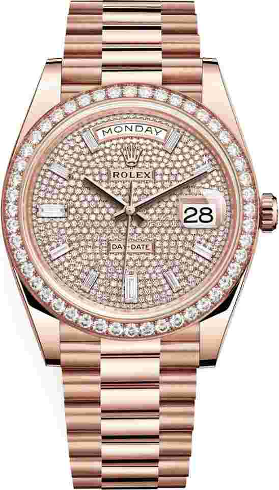 Rolex Day-Date 40
                           
                                 40mm Everose Gold 228345RBR Pave Baguette