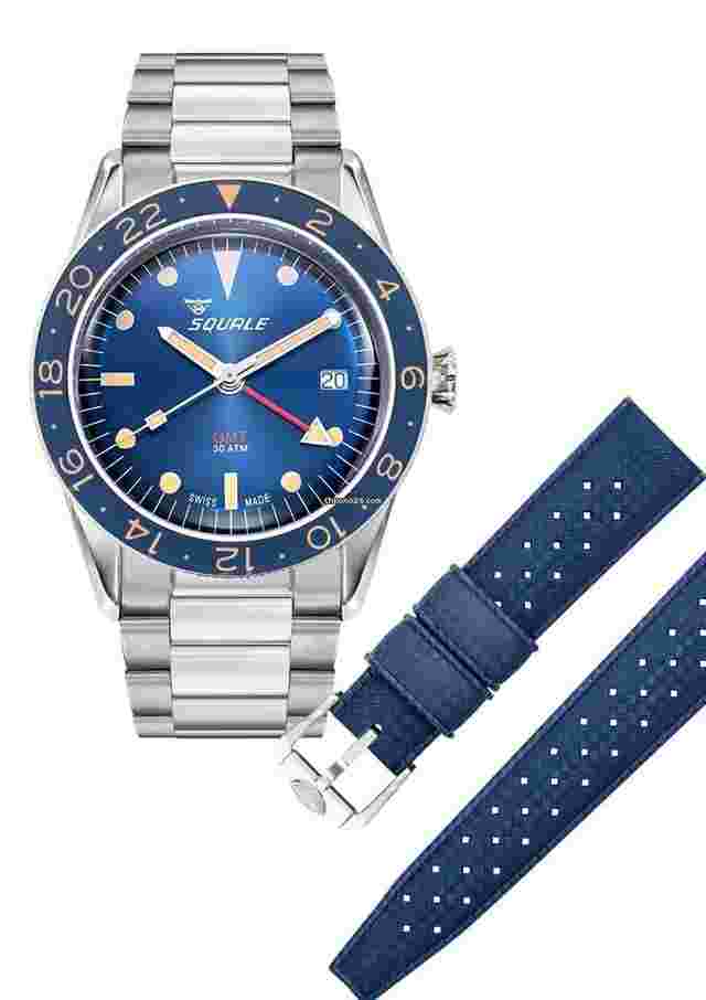 Squale
                           
                                 Sub 39 GMT Blue - Bracelet + Rubber Strap - Élaboré-Movement