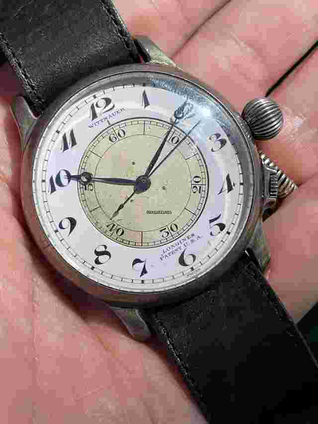 Longines
                           
                                 Unusual Oversize Historical 1938 Wittnauer Pilot’s Wristwatch in Silver