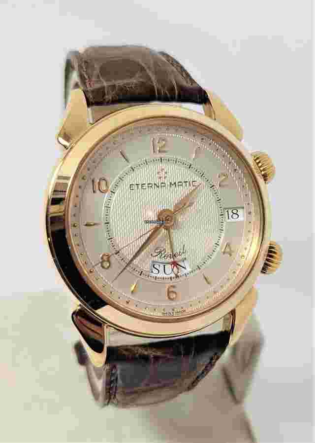 Eterna Matic
                           
                                 Mens Solid 18k Gold ETERNA-MATIC REVEIL Automatic Alarm Watch 8505.69 Limited