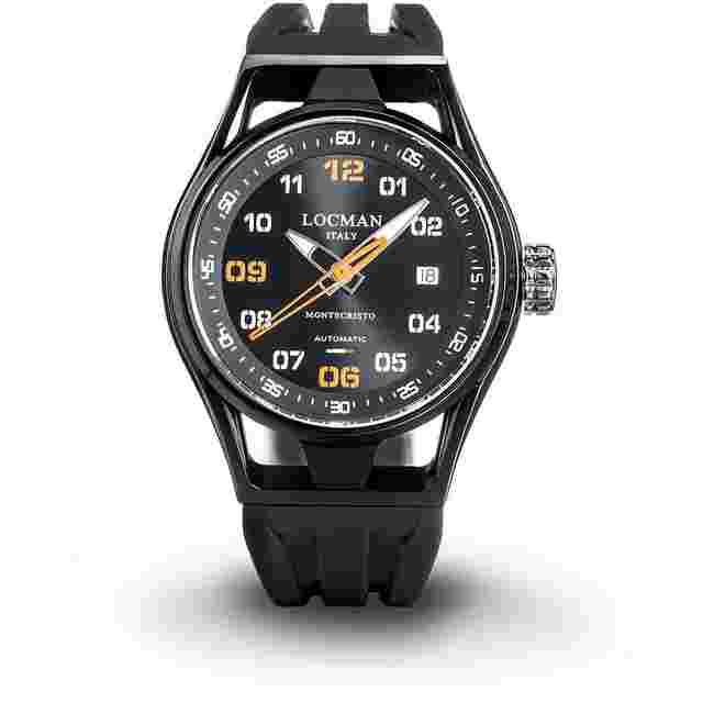 Locman Montecristo Ref. 0537K01S-BKBKORSK Black Dial Black Rubber Strap