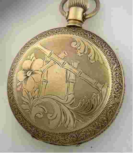Waltham
                           
                                 A.W.Co. Multicolor Gold For Asian Market Hunter Case Porcelain Dial Savonette Pocket Watch