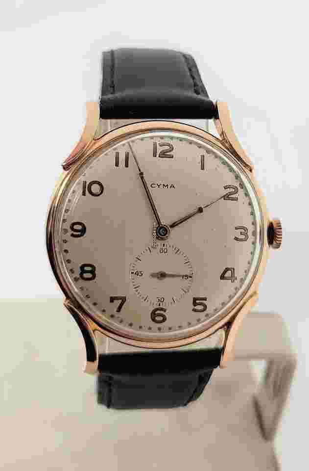 Cyma
Vintage Solid 18k Rose Gold Mens Winding Watch 1950s EXLNT SERVICED