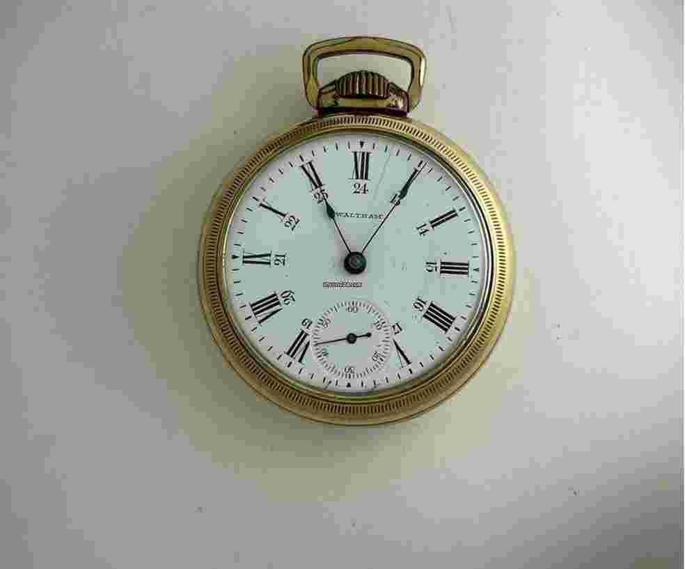 Waltham
                           
                                 Military Railroad 24Hr. White Porcelain Dial Screw Down Case Back Coin Edge Bezel U.S.A.