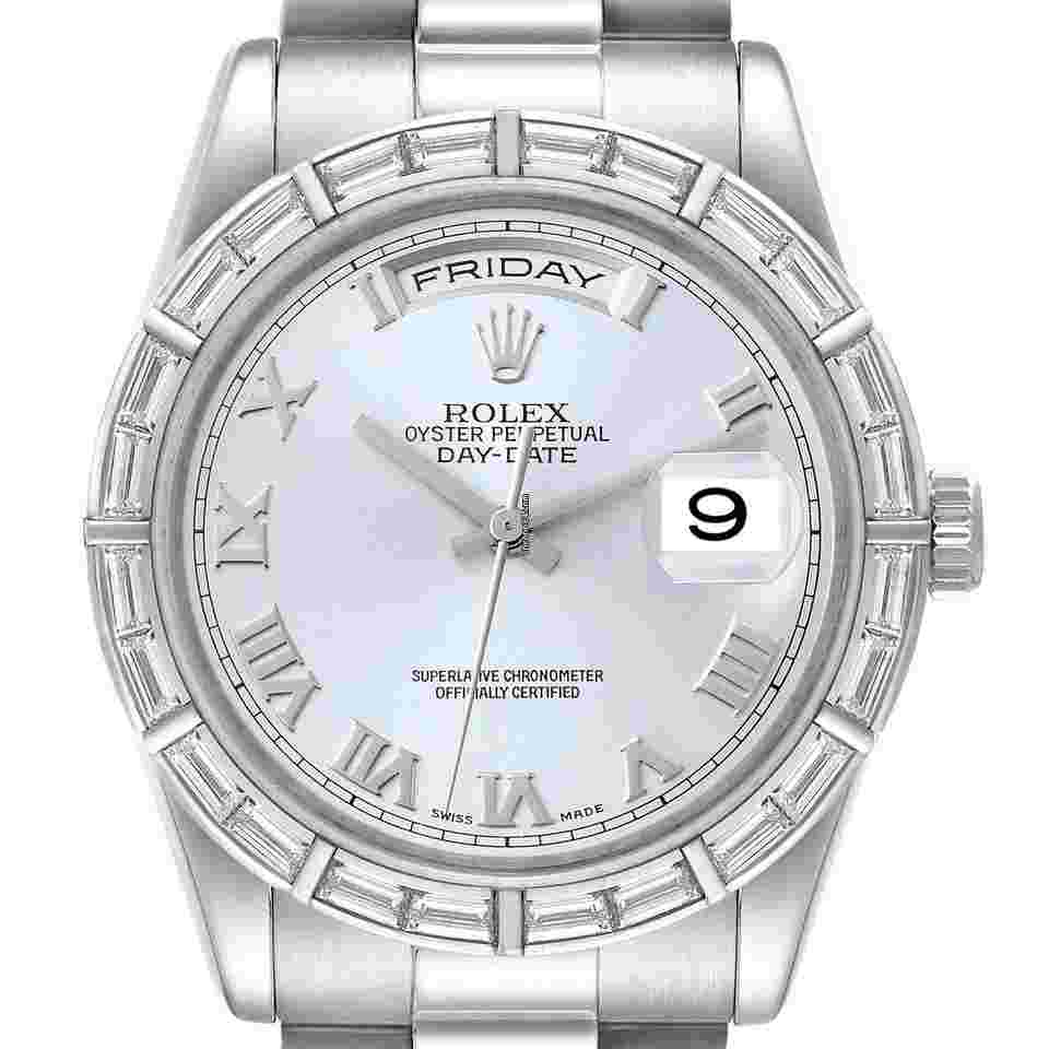 Rolex Day-Date 36
President Day-Date Platinum Ice Blue Dial Diamond Mens Watch 118366