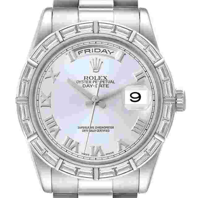 Rolex Day-Date 36
                           
                                 President Day-Date Platinum Ice Blue Dial Diamond Mens Watch 118366