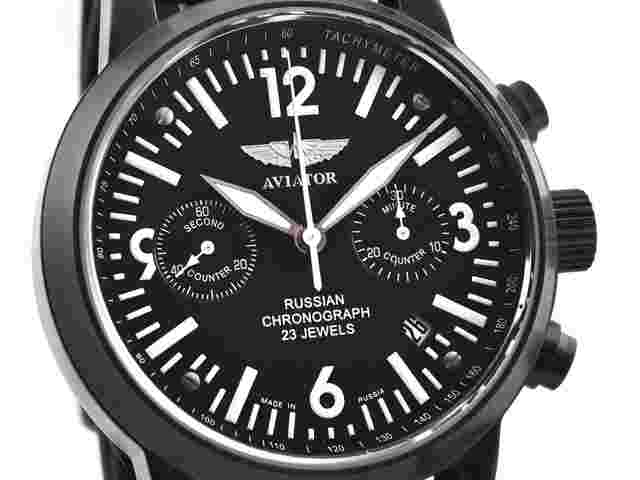 Poljot Aviator Chronograph Sapphire 10 ATM 3133/6774779-42 black