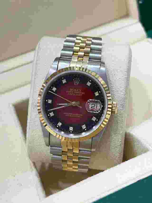 Rolex Datejust 36
                           
                                 Steel And Yellow Gold Jubilee Bracelet Red Diamond Dial Box And Papers 16233