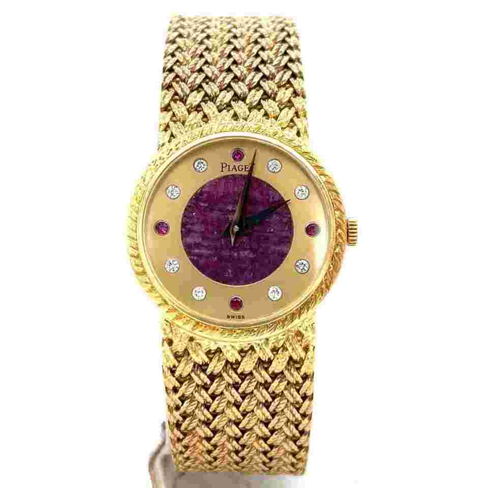 Piaget
Vintage Manual Hand Wind 18k Yellow Gold Diamond & Ruby Dial Ladies 942D4