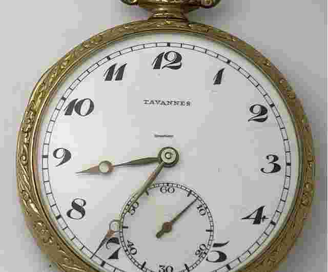 Tavannes
                           
                                 Gold Capped White Porcelain Dial Pocket Watch Vintage Swiss Made