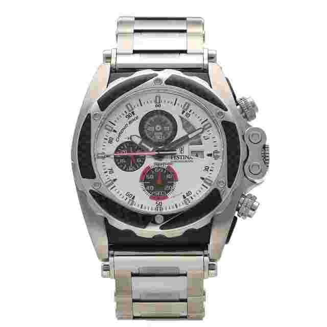 Festina
                           
                                 F16273 Chronograph Carbon Bezel Steel 46mm Black Dial Quartz Wrist Watch