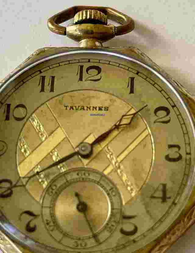 Tavannes
                           
                                 Art Deco GF Pocket Watch Chronometer 3 Adjustments 2 Levels Dial Swiss Made