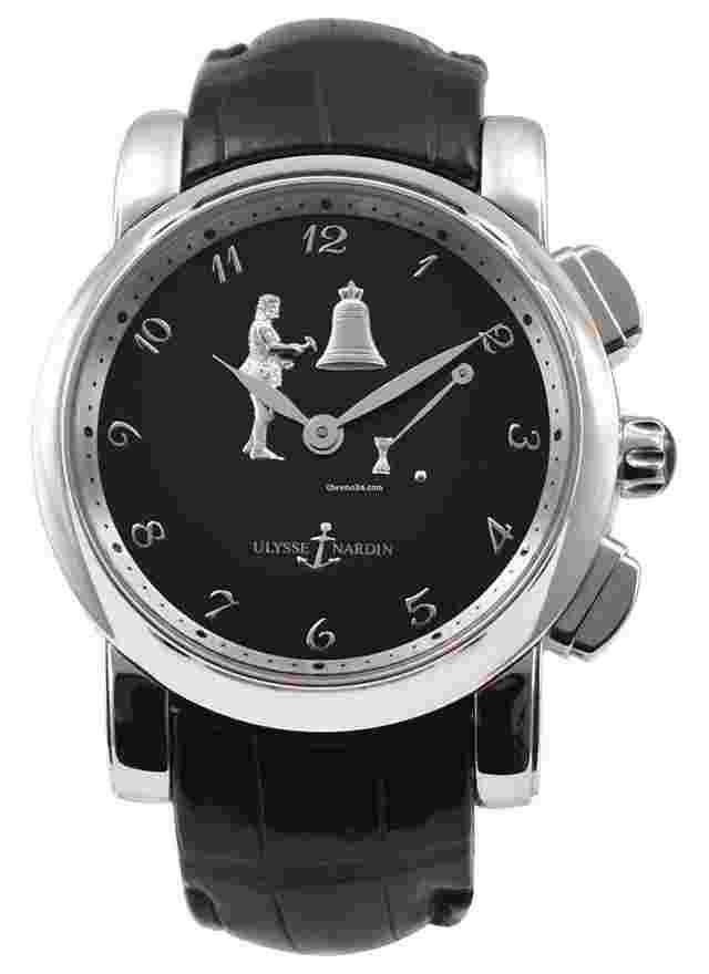 Ulysse Nardin Hourstriker
                           
                                 42mm Automatic in Platinum on Black Crocodile Leather Strap with Black Dial