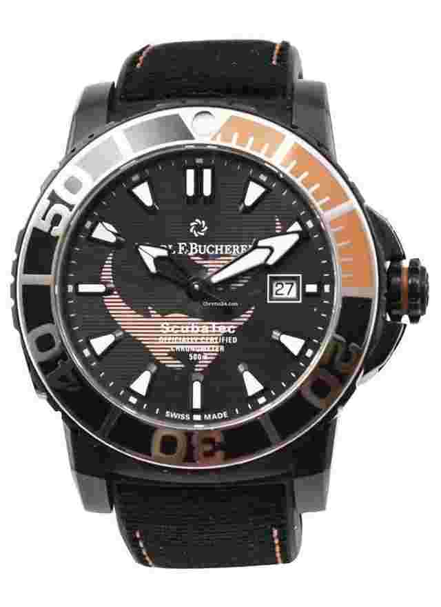 Carl F. Bucherer Patravi
                           
                                 ScubaTech 45mm in Titanium on Black Fabric Strap with Black Dial--Factory error on warranty card reference number