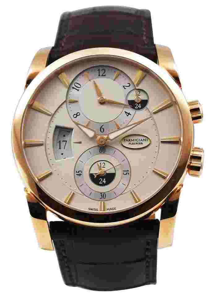 Parmigiani Fleurier Tonda
Kalpa Tonda 42mm Hemispheres in Rose Gold on Alligator Leather Strap with Cream Dial
