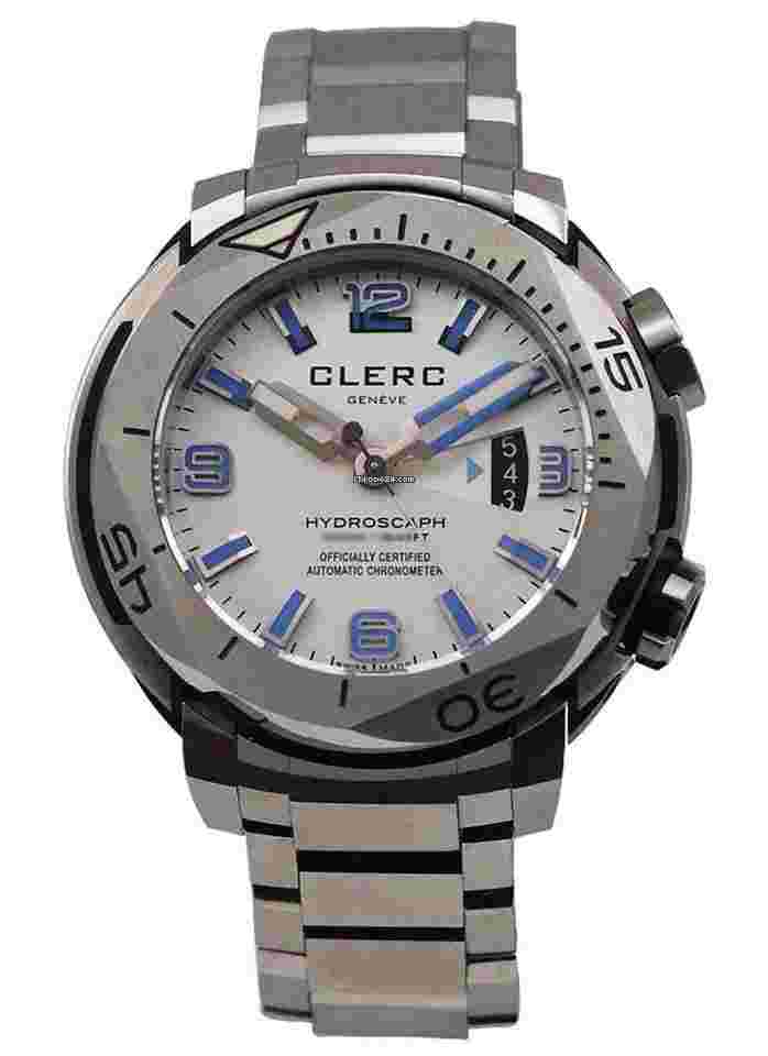 Clerc Hydroscaph H1 Chronometer in Steel on Bracelet with Silver Dial (caseback has a few hairlines)