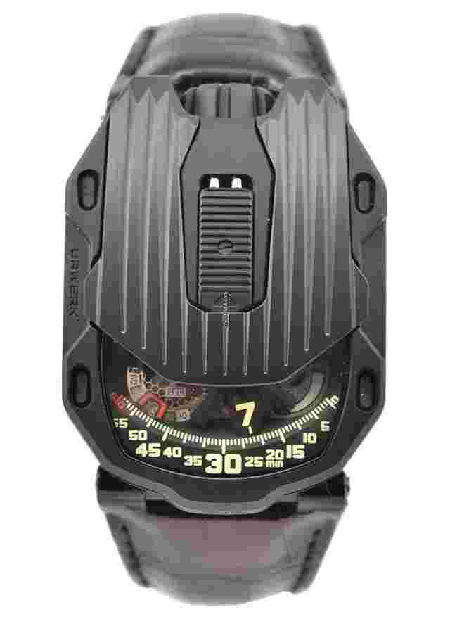 Urwerk UR-105
                           
                                 UR-105CT Streamliner on Black Leather Strap with Skeleton Dial