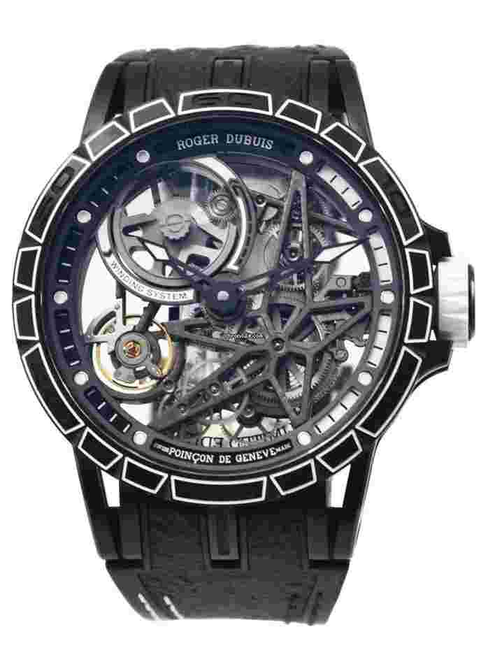 Roger Dubuis Excalibur
Spider Pirelli Automatic 45mm in Titanium on Black Rubber Strap with Skeleton Dial