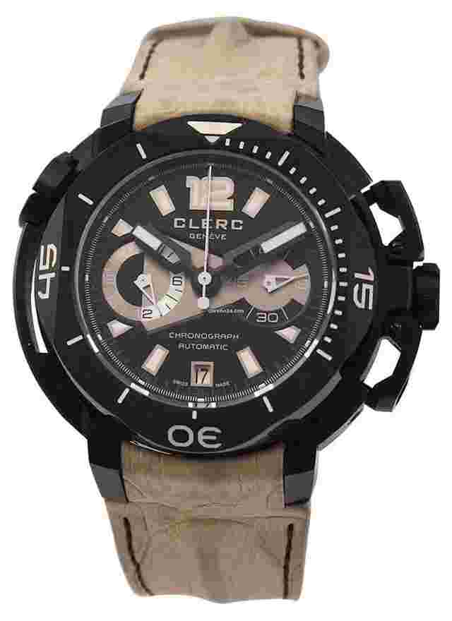 Clerc Hydroscaph L.E. Central Chronograph
                           
                                 Black DLC on Strap with Black Dial