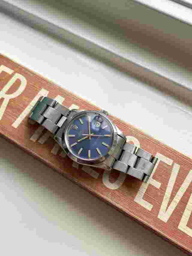 Rolex Oyster Perpetual Date
                           
                                 Vintage 80s Ref 15000 Blue Dial Quickset Date 34mm