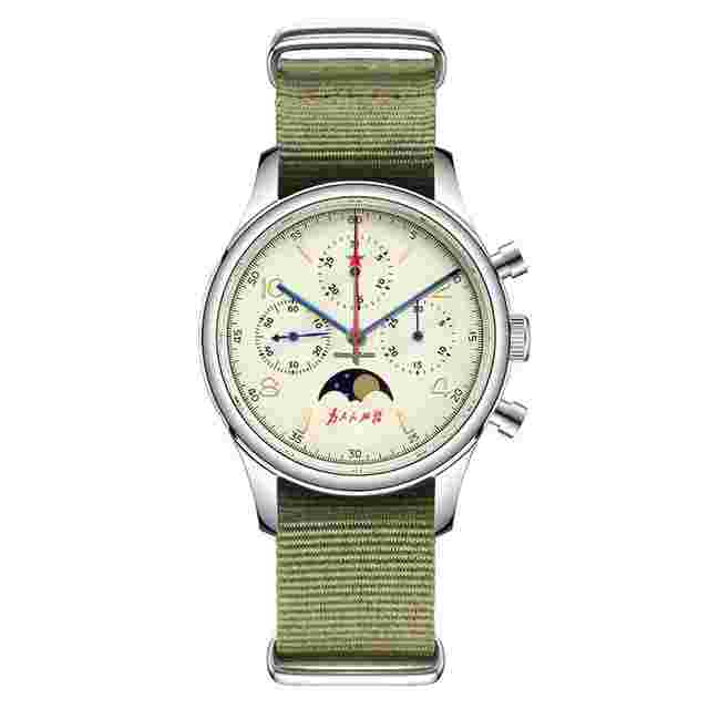 Sea-Gull
                           
                                 1963 40mm Vintage Moonphase Chronograph Watches ST1908 Movement Sapphire Gooseneck Clocks