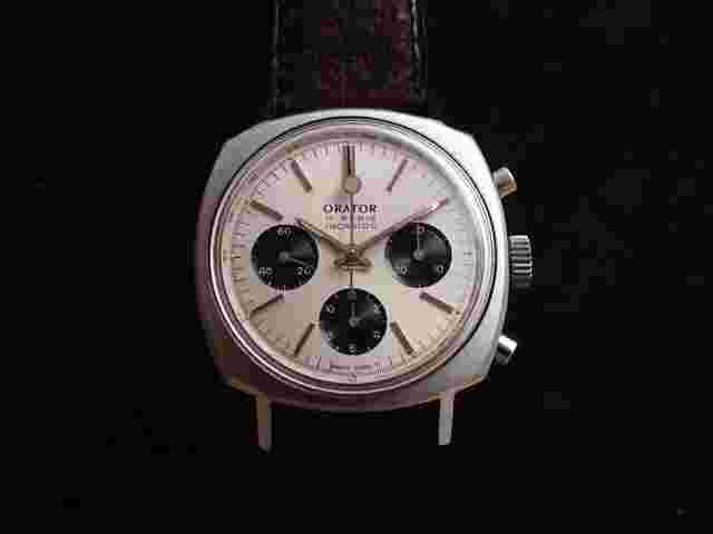Orator
                           
                                 Vintage Swiss Valjoux 72 Mechanical Men's Panda Chronograph 70's