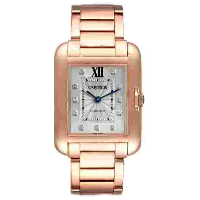 Cartier Tank Anglaise
                           
                                 Diamond Hour Markers 18k Rose Gold Watch