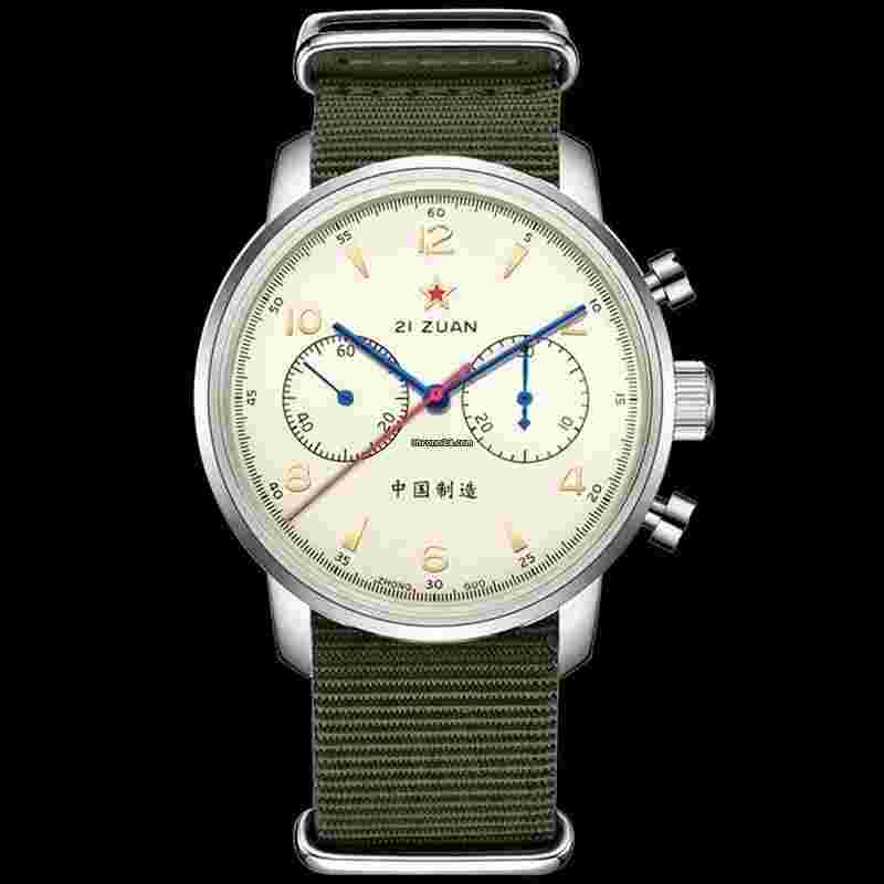 Sea-Gull
                           
                                 42mm 1963 Chronograph Mechanical Men's Watches Pilot 21 Zuan Wristwatches with Gooseneck