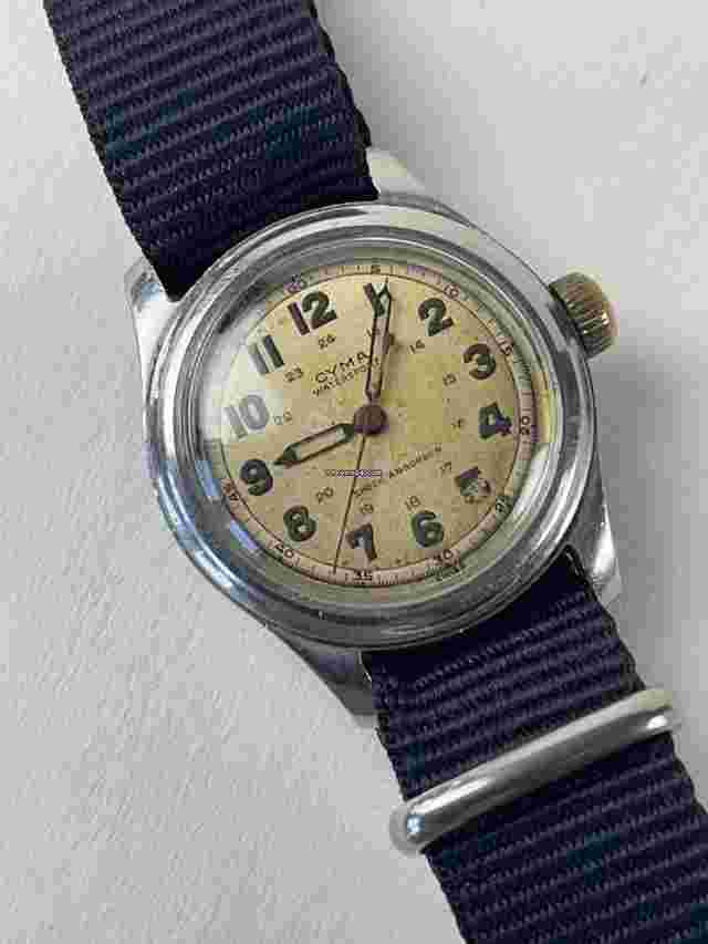 Cyma
                           
                                 Military Officers Pilot Aviation Stainless Steal WW2 1943 Screw Down Case Back Swiss Made