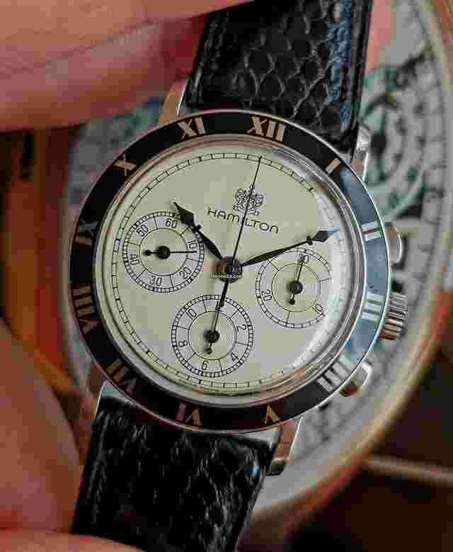 Hamilton
                           
                                 Piping Rock Panda Tri Compax Rare Chronograph Lemania 1873 (Omega 861) Mint Condition