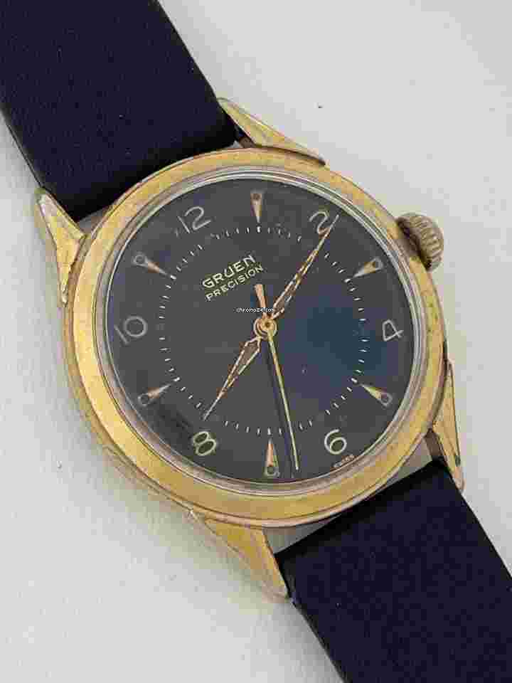 Gruen Precision
                           
                                 Gold Capped Dress Classic ScrewDown Back Black Dial Vintage Cal.422 Swiss Made