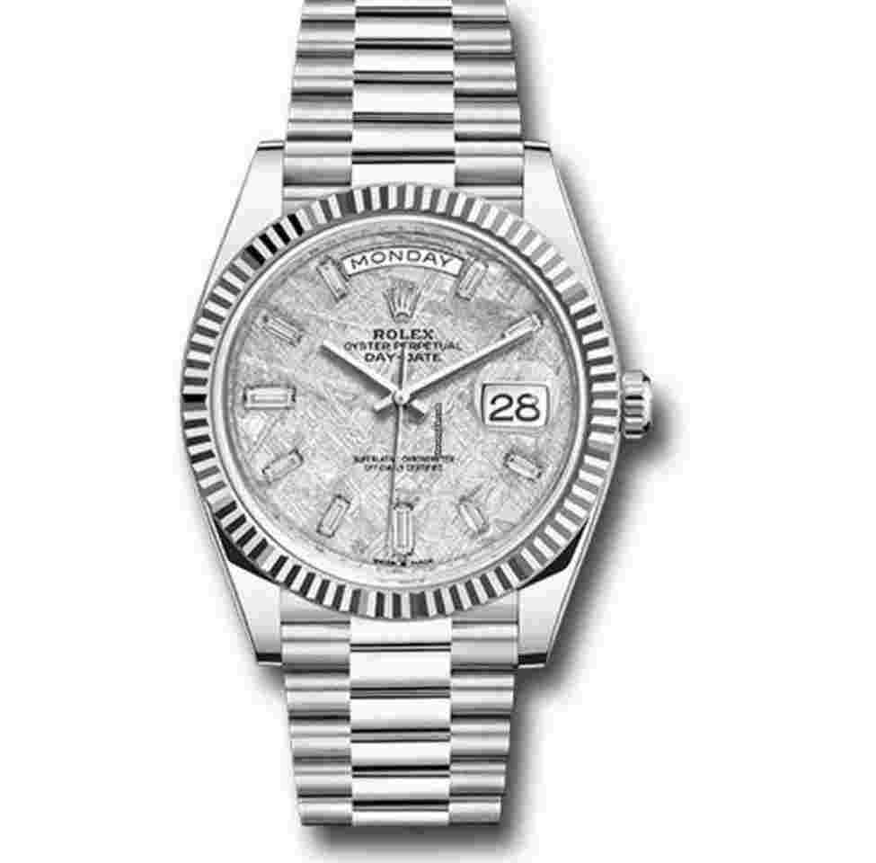 Rolex Day-Date 40
                           
                                 2023 New Unworn Meteorite Dial Fluted Platinum Day-Date 40