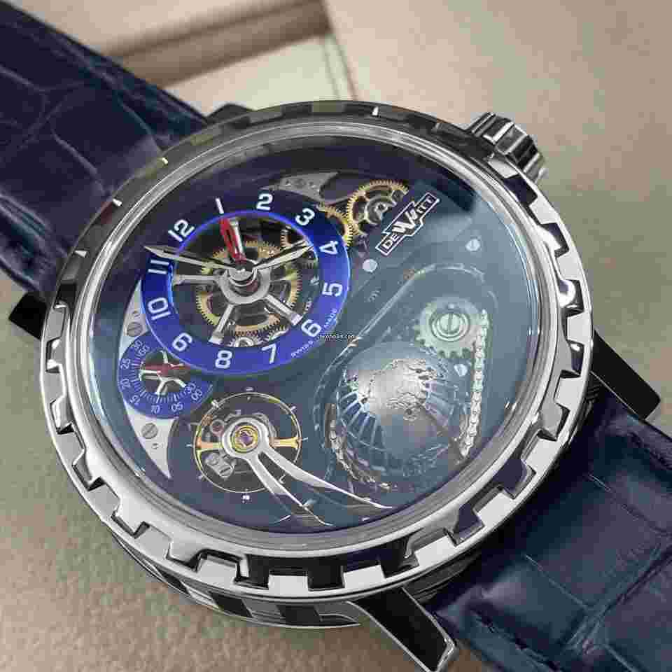 Dewitt Academia
Hour Planet 46mm Stainless Steel Dark Blue Alligator ref: AC.GHT.004.S