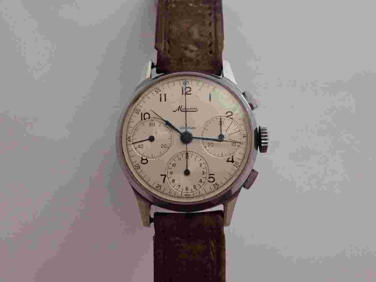 Minerva
                           
                                 Vintage Mechanical Steel Men''s Chronograph 40's
