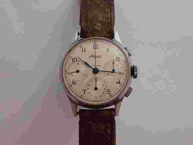 Minerva
                           
                                 Vintage Mechanical Steel Men''s Chronograph 40's
