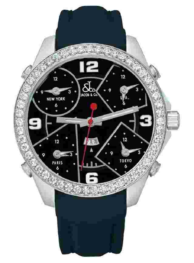 Jacob & Co. Five Time Zone
                           
                                 5-Timezone 47mm JC2 Diamond Stainless Steel Jet-Black Edition Five Timezone