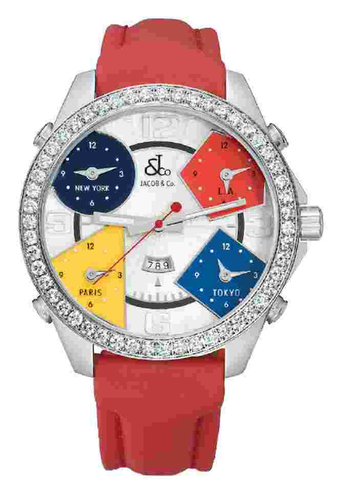 Jacob & Co. Five Time Zone
5-Timezone 47mm JC2 Diamond Stainless Steel Silver Guilloche Edition Five Timezonee