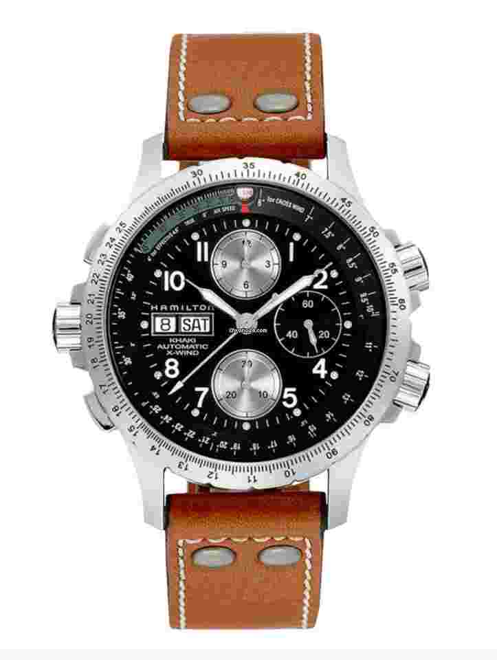 Hamilton Khaki X-Wind
H77616533 Khaki Aviation X-Wind Chrono 44mm Leather Auto Mens Watch