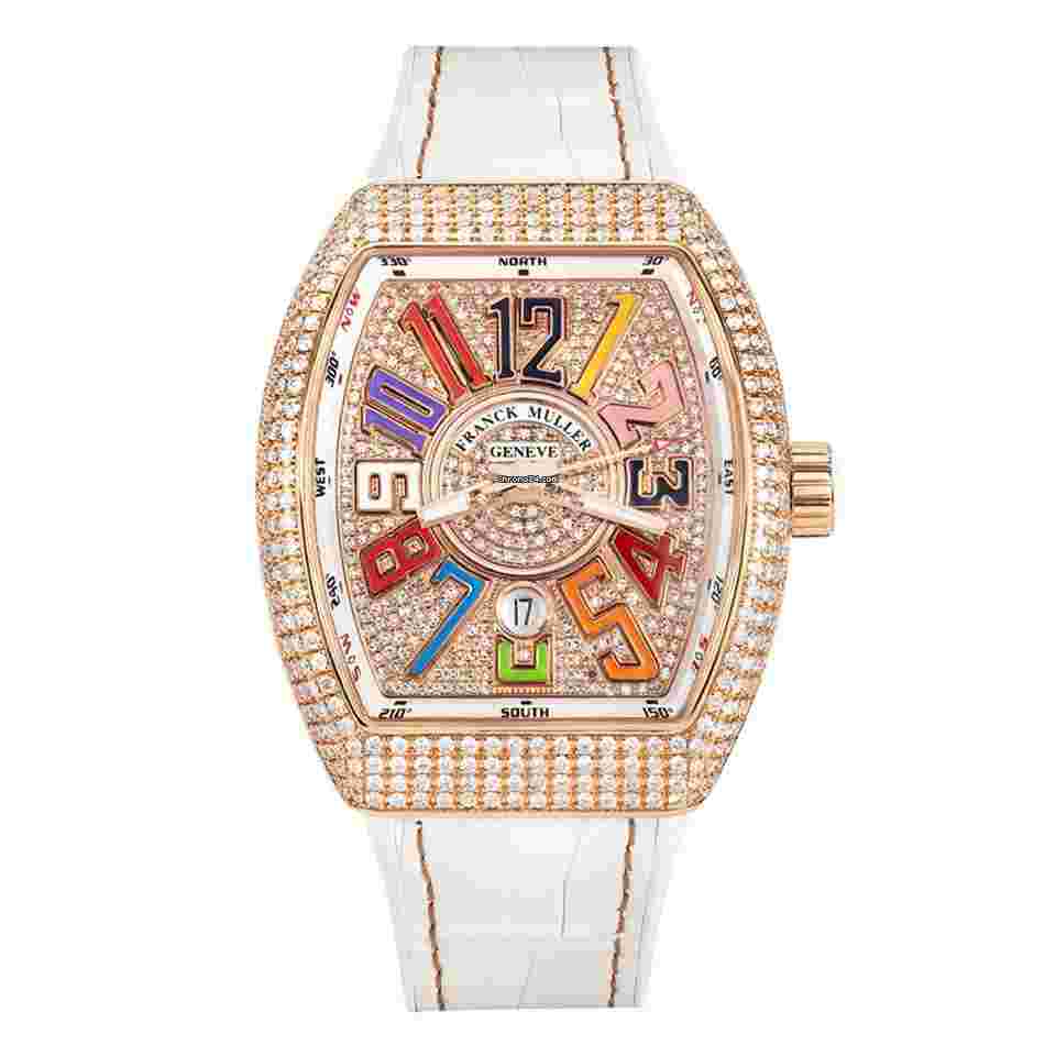 Franck Muller Vanguard
                           
                                 V45SCDT Rose Gold Pave Arabic Diamond Dial 32 mm