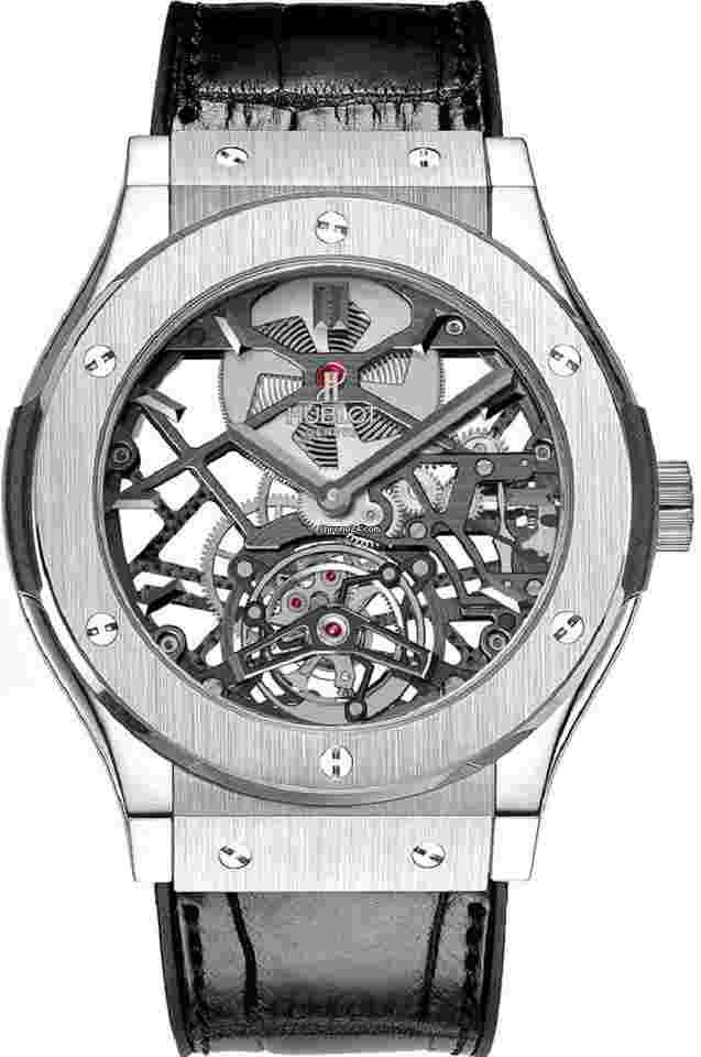 Hublot Classic Fusion
Skeleton Tourbillon 45mm Titanium Black Mainplate Bridges Limited 99 Pieces