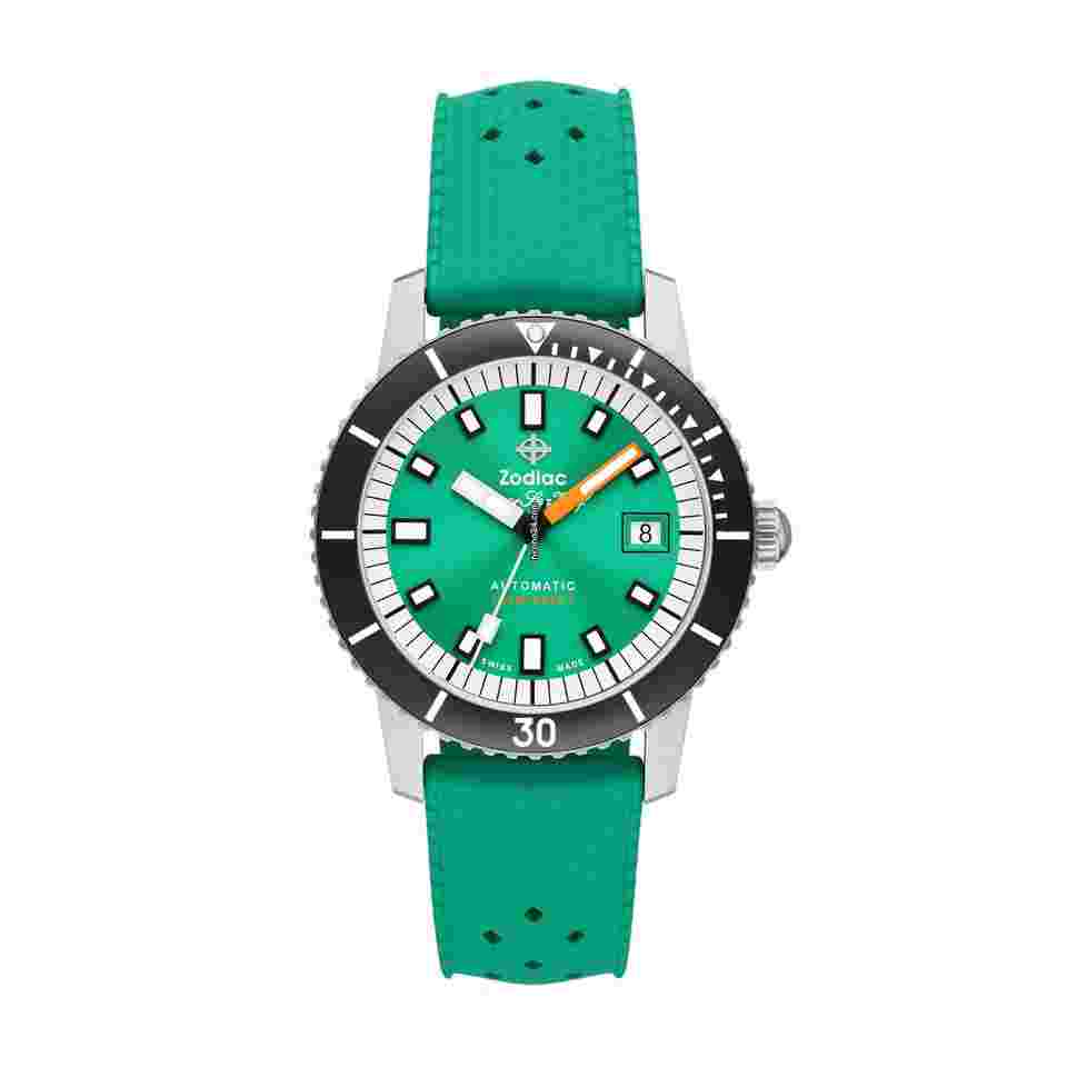Zodiac Sea Wolf
ZO9305 Super Sea Wolf Compression Steel 40mm Rubber Diver Auto Mens Watch