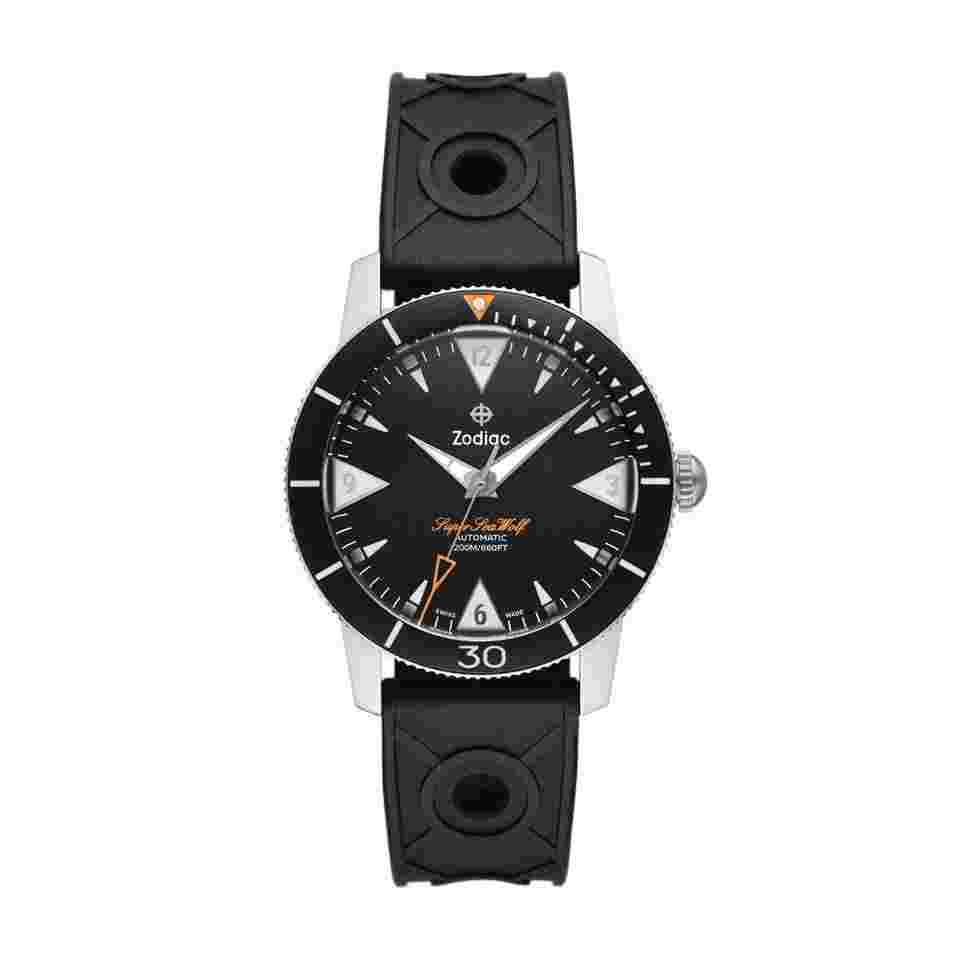 Zodiac Sea Wolf
ZO9212 Super Sea Wolf Steel 39 mm Black Dial Rubber Automatic Diver Men's Watch