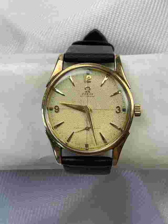 Omega Bumper
                           
                                 Automatic Textured Dial Solid 14K(585)Rose Gold Bezel Lugs Cover Stainless St