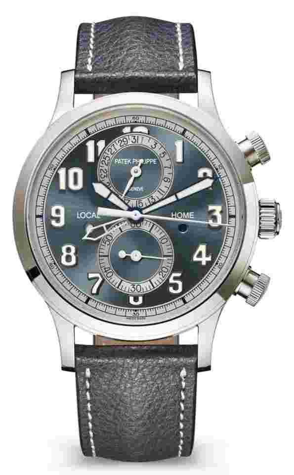 Patek Philippe Calatrava
                           
                                 White Gold Blue Dial Calatrava Pilot Travel Time Chronograph NEW UNWORN 2023