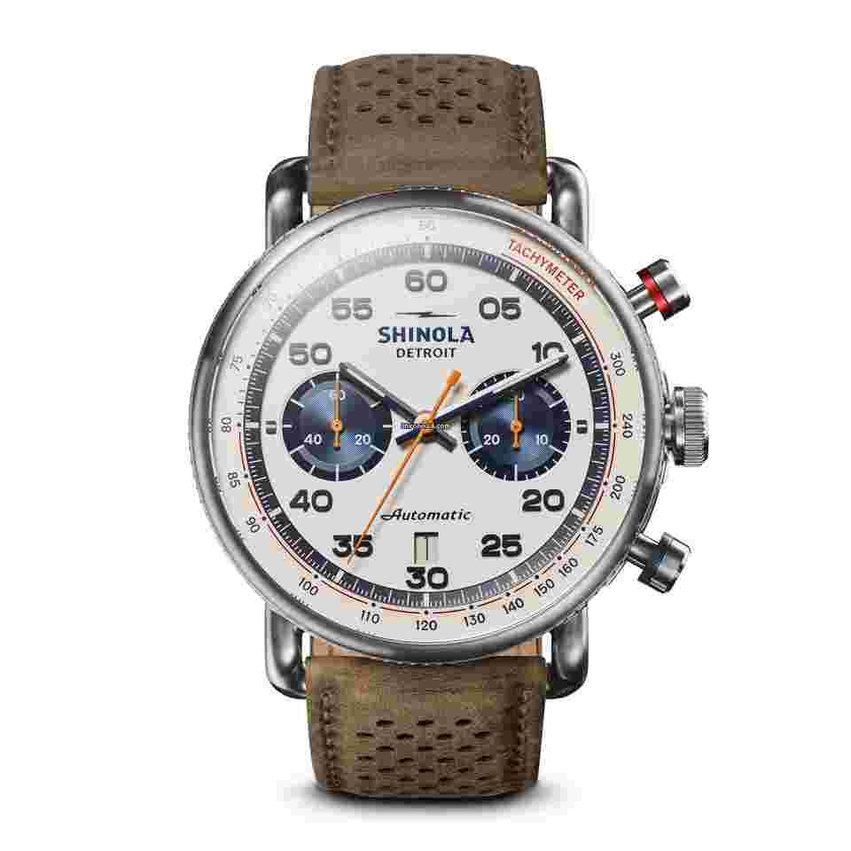 Shinola
                           
                                 44MM Limited Edition Canfield Speedway Brown Leather Watch S0120250982 Lap 05