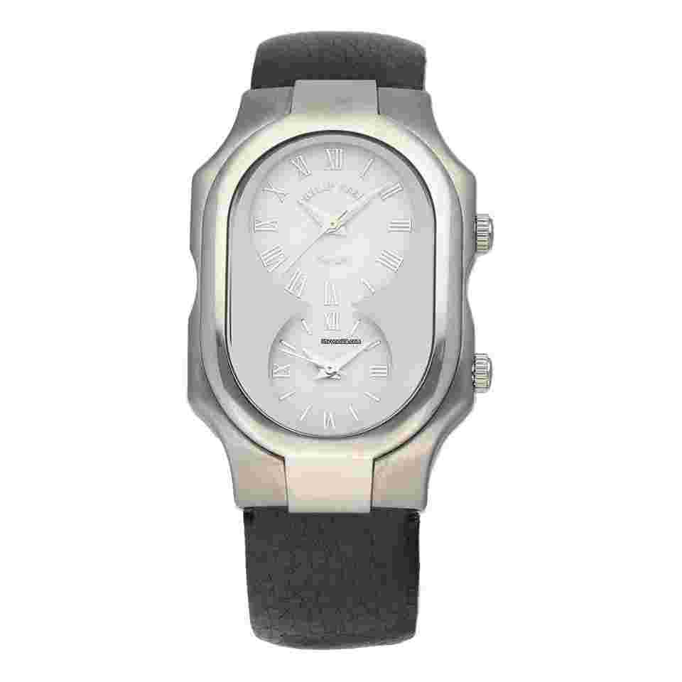 Philip Stein Teslar
                           
                                 Dual Time Large White Roman Dial Leather Quartz Wrist Watch