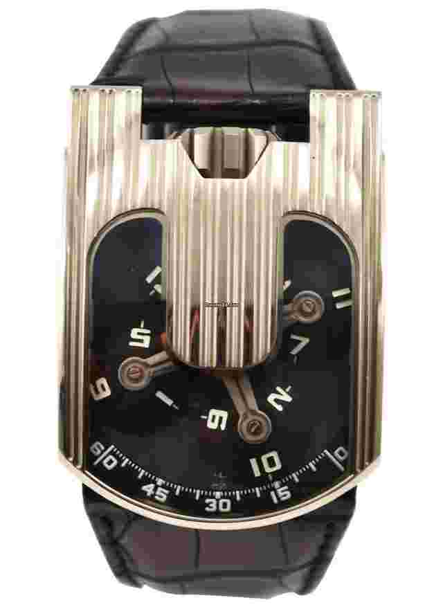 Urwerk UR-103
                           
                                 103.03 in White Gold on Brown Crocodile Leather Strap with Black Dial