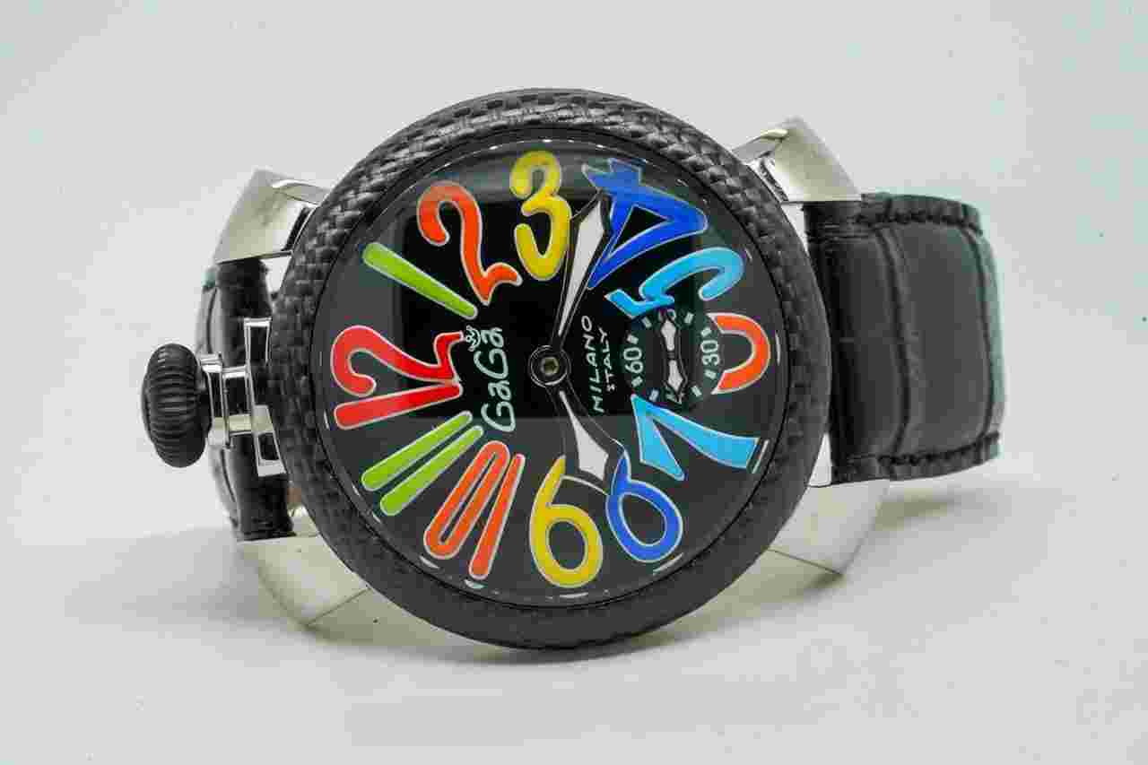 Gaga Milano Black Dial Multicolor Numbers Corbon Fibre 48x55mm 5010.02S CVD